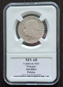 5zł.Polonia ze znakiem mennicy z 1933 r.Garding.