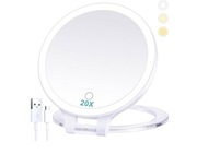 Lusterko kosmetyczne z oświetleniem, 20-krotne, dwustronne, kompaktowe1x/20