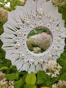 Mandala z lustrem w stylu Boho z drewnianymi koralikami