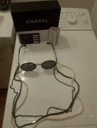 Oryginalne okulary Coco Chanel z plecionką z prawdziwej skóry, damskie BCM!