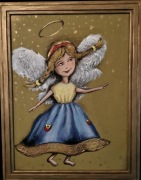 Obraz przedstawiający aniołka, ręcznie malowany na płótnie, strukturalny 