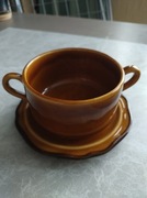 Miodowy talerzyk spodek Pruszków Bulionówka porcelana DDR Colditz Vintage 