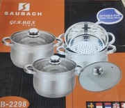 Komplet garnków stalowych 7el z nakładka do parownika indukcja gaz