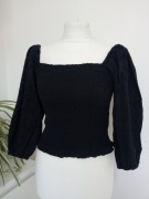 FB Sister czarna krótka bluzka z bufiastymi rękawami r M