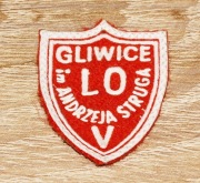 Tarcza szkolna V Liceum Ogólnokształcące Gliwice, lata 80. wzór 1 retro PRL