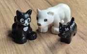 Figurki klocki Lego zwierzęta Duplo kot czarny miś niedźwiedź polarny pies