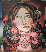 Obraz olejny Dama z fajką