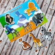 Zwierzęta dzikie. Układanka na rzepy Montessori. Zabawka edukacyjna. 