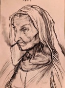 Obraz stylizowany Dürer " Portret matki " węgiel UNIKAT