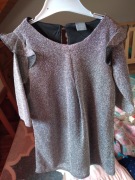 Sukienka brokatowa srebrna błyszcąca 104/110