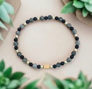 Bransoletka kamienie naturalne jaspis szary Noc Kairu hematyt 