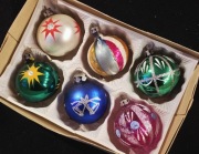 bombki prl szklane kolorowe bańki okrągle ozdoby choinkowe vintage 