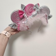 Opaska Candyland, korona różowa, świąteczna ozdoba do włosów z cukierkami