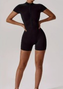 Kombinezon Sportowy z Zamkiem Krótki Obcisły Strój do Jogi Tańca i Fitnessu