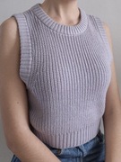 Krótka prążkowana fioletowa liliowa kamizelka sweter bez rękawów H&M (S/36)