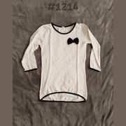 Bluzka z rękawem 3/4 S/36 z czarną kokardą i czarną lamówką 