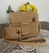 Handmade torebka typu Listonoszka z przedzy poliestrowej 22x21x7