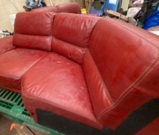 Kanapa narożnik skórzany czerwony 