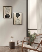 Komplet nowoczesnych abstrakcji beżowych z srebrem ręcznie malowane