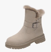Buty zimowe ocieplane termiczne roz. 39 wkł. 24.5 cm beżowe zamsz impregnat