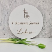 Dekoracja komunijna koło 34cm imię grawer 