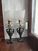 Para identycznych francuskich lamp naftowych XIX w