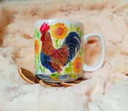 Wiejskie klimaty kogut słoneczniki kubek ręcznie malowany