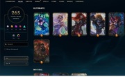 Konto 697lvl, 200k BE, all champs, 265 skins, All ultimate skins plat mmr
