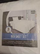 Komplet białej pościeli na poduszkę, kołdra i prześcieradło 