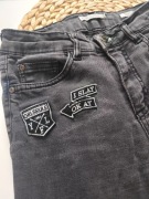 Jeansy Reserved 34 xs czarne zamki naszywki casual spodnie super skinny