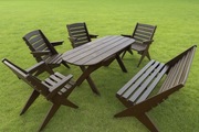 HIT! Składane meble ogrodowe drewniane - stół + krzesła + ławka  