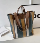 Stylowa torba shopper damska w paski, pojemna, elegancka, na co dzień