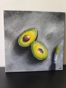 Awokado Obraz Olejny 40x40 Kuchnia Jadalnia Nowoczesny Loft Avocado