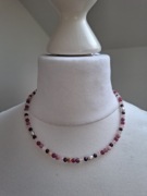 Naszyjnik handmade z naturalnych kamieni hematyt jadeit agat perły 