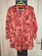 218 Damska zwiewna czerwona koszula bluzka podwójny rękaw rozmiar L