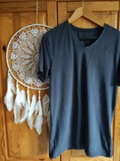 szara grafitowa koszulka w serek bluzka t-shirt damska męska