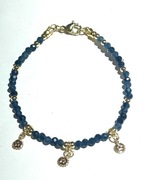 Bransoletka Naturalny Szafir Zawieszki Monetki Złocenie 14K