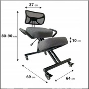 Klękosiad O'KNEEL szary lniany ergonomiczny - zdrowy kręgosłup