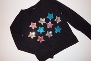 BLUZA CEKINY CZARNA GWIAZDY 12-13 lat/152-158cm