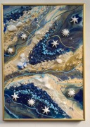 Obraz strukturalny 3D z żywicy 30x42cm ręcznie wykonany, rama alu złota