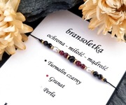 Bransoletka ochrona/miłość/mądrość (turmalin, granat, perła) z kamieni