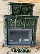 Kominek kaflowy zdobiony zielony Aspen-Salzburg 