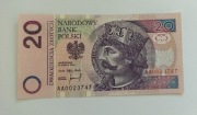 Banknot obiegowy 20zł seria AA 1994 - UNC - niski numer