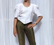 Biała bluzka marynarka żakiet narzutka M 38 L 40 vintage retro 1980 80s