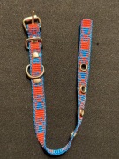 york szczeniak zestaw: obroża/smycz, czerw.-nieb