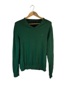 Sweter w serek Tommy Hilfiger zielony z logiem l