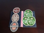 Etykiety na  piwa i napoje Garlsberg z lat 70-tych