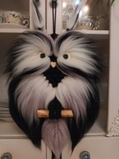 Czarno biała sowa ,makrama 38x 65 cm.