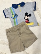 Zestaw szorty Gap i bluzka polo Mickey rozm 98 104