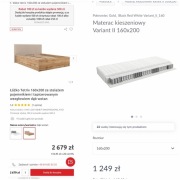 Łóżko 160x200 + materac kieszeniowy nowe!